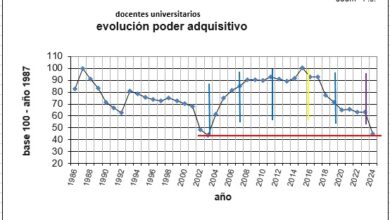 Gráfico que muestra la evolución del poder adquisitivo de la docencia universitaria